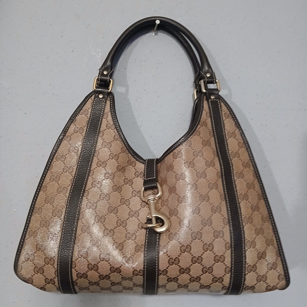 Gucci Brown GG Monogram Wallet with Black Trim